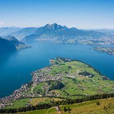 View from Mount Rigi of Lake Lucerne and mountains beyond.